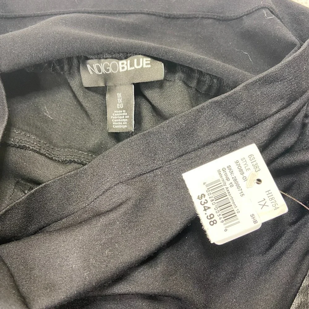 Motherhood Plus Size Indigo Blue Coated Skinny Leg Ankle Pant Black 1X - Picture 11 of 13